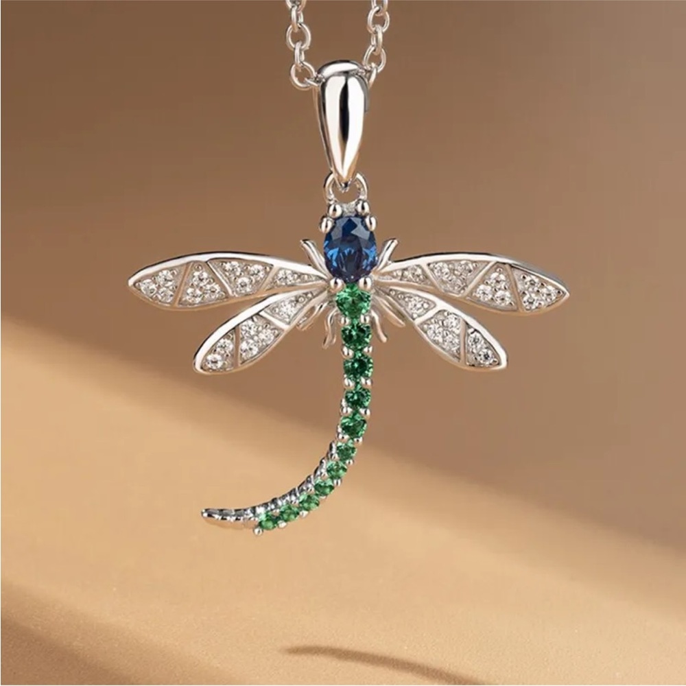 Dragonfly Silver Pendant Necklace